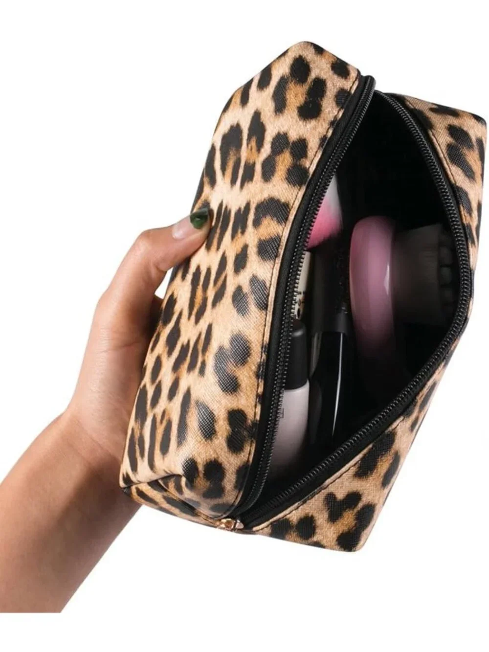 3-Piece Leopard Makeup Bag Set - Double Layer Travel Organizer, Waterproof